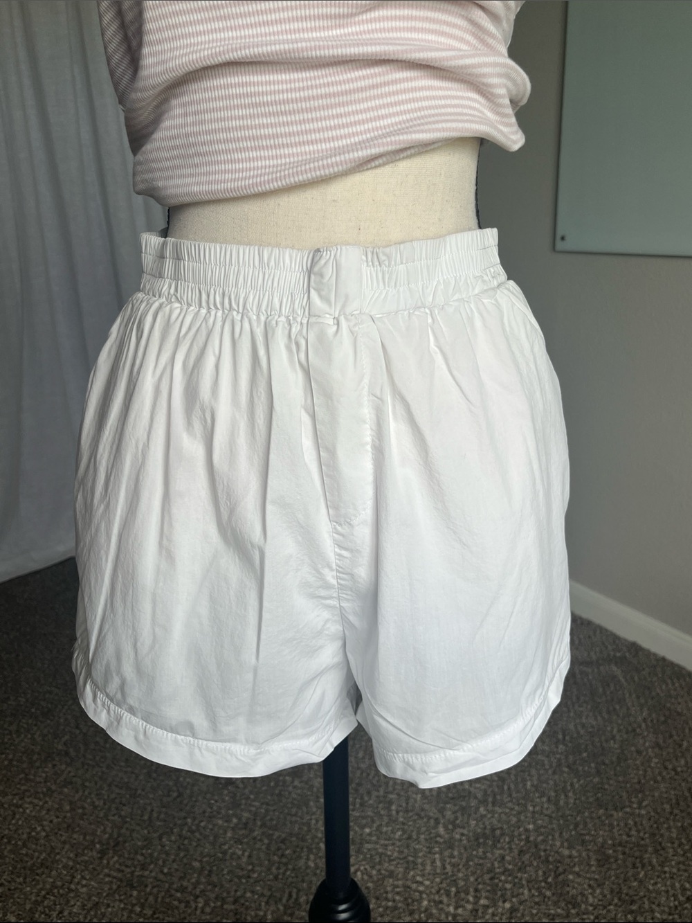 SNDYS White Cotton Boxer Lounge Shorts Medium Elastic Waist Beach Casual